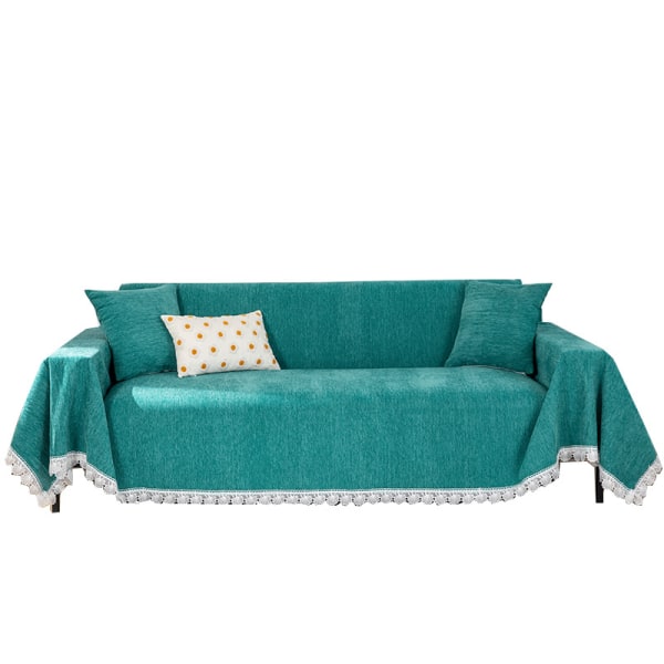 Slitstarkt grönt cover för 3-kuddssoffa, mjukt och elegant cover för vilstol, tvättbart husdjurssoffskydd för boho-soffa i vardagsrummet