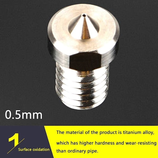 Munstycken, 3D-skrivartillbehör Titanlegering Munstycken Passar för 3D-skrivare, Motorkopplingar (0,5 mm)