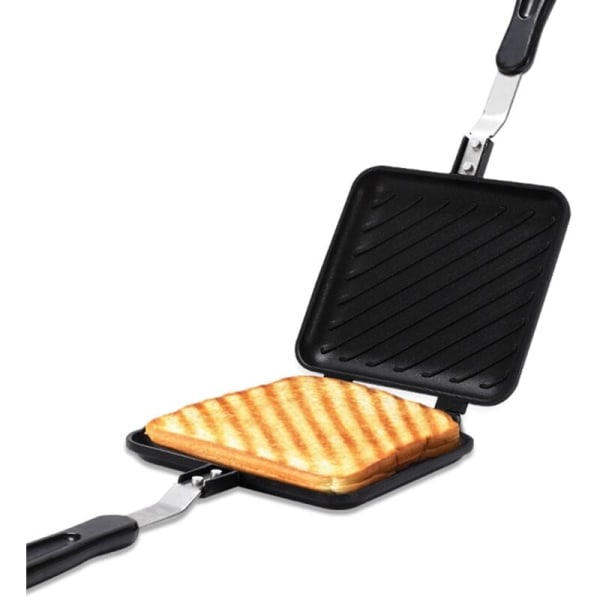 Toastmaskin for grillet sandwich, brødrister, frokostmaskin, hotdog-panne, non-stick aluminium, flip-kjøkkenverktøy