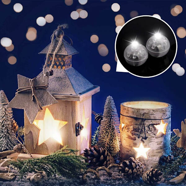 50 stk. Mini LED Ballonlys, Papirlys Bold Lys Lampe til Julefest Dekorationer