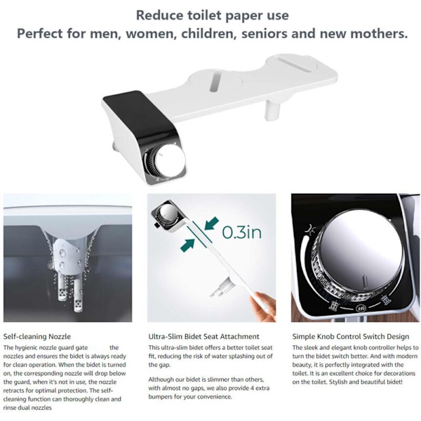 Japansk Toalettstol, Automatisk Toalettdysa, Knappomkopplingslägen, Justerbart Vattentryck, Justerbar Enkel Dysa, Plasttoalettbidet för Hemmet