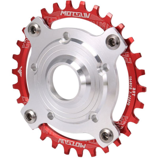 104BCD E-cykelkedjedrev + Adapter för Tongsheng TSDZ Mid Drive Motor E-cykel Aluminiumlegering Cykelvevparti, Röd 30T