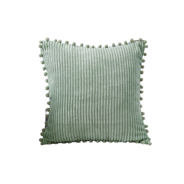 Pyntepudebetræk i bohemestil med pom poms, blødt firkantet massivt pudebetræk i blødt fløjlsbuk, velegnet til soveværelse med sofa, 45*45 cm grøn