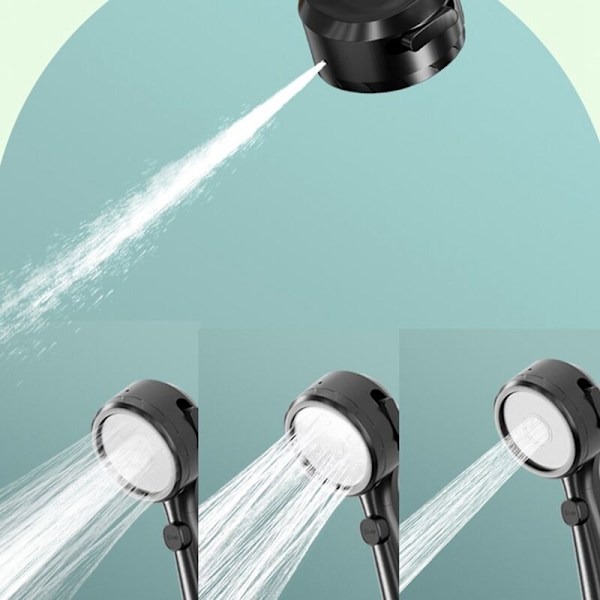 Brusehoved Digital LED-display Vandspare Brusehoved til Voksen Badeværelse 4 Tilstande Justerbar Spray Brusehoveder Sort