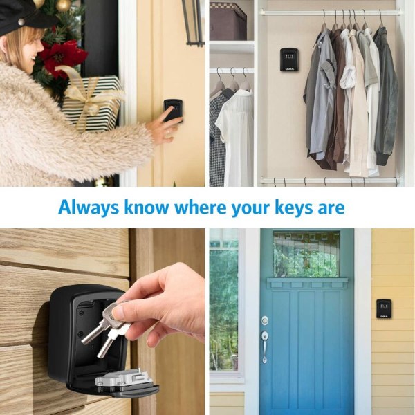 Säker nyckellåda, väggmonterad nyckelsäker [Vattentät och rostsäker] [inomhus- och utomhusanvändning] för hemskola kontor Fabriksgarage Säker nyckellåda