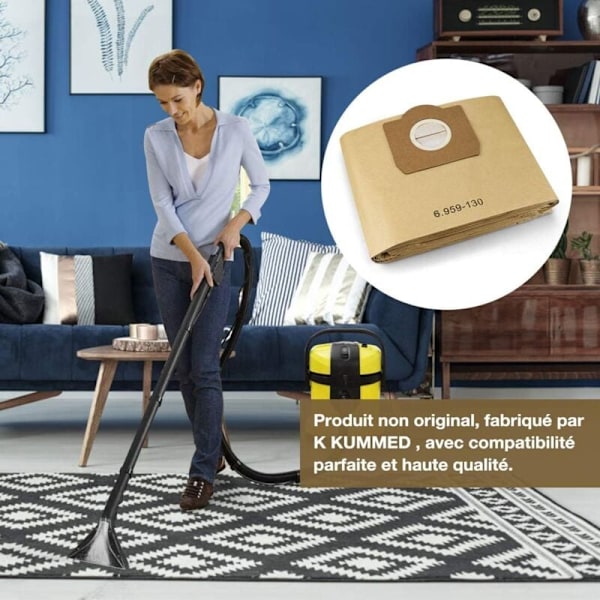 10 kpl pölynimuripusseja Karcher 6.959-130.0:lle, suodatinpaperipussit A 2201/2204/2504