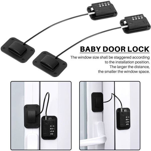 2-pack kodade kombinationskylskåpslås, barnsäkra kylskåpslås, barnsäkra skåpfönsterlås, dörrlås för