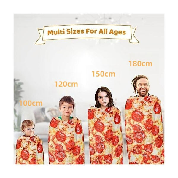 Korvformad pizzatäcke, kreativt realistiskt flanelltäcke för soffa säng soffa camping rund komfort handduk 100CM dia