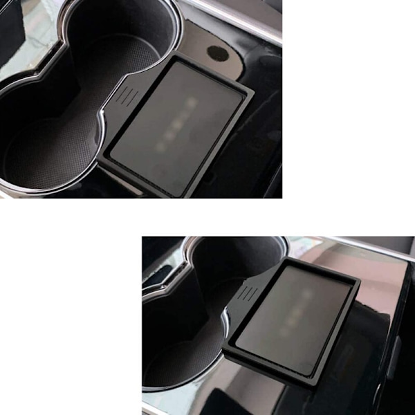 Til Model 3 Y Midterkonsol Kortholder Anti-Slip, Blød Silikone Kopholder Pad Sort