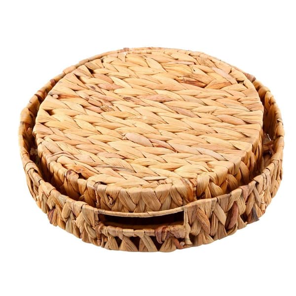 2 st Runda Flätade Ört Hyacintbricka 33cm + 28cm Diameter Fruktskål