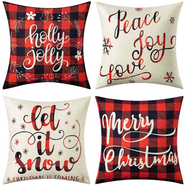 Juleputetrekk Rustikk Buffalo Plaid Putetrekk for 45X45Cm