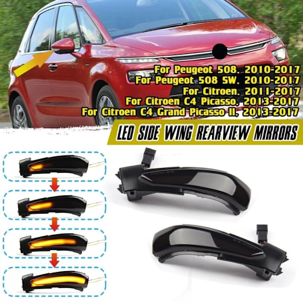 Dynamisk LED-bakspeilindikatorlys for bil til 508 C4 DS5 2011-2018