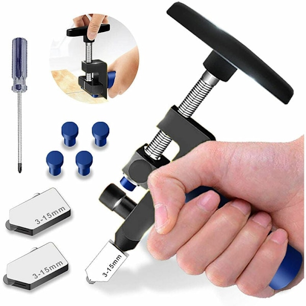 Manuell Kakelskärare för Keramik och Porslin - Utrustad med Justerbar Laserguide, Halksäkra Fötter och Ergonomiskt Handtag för Precisa Snitt
