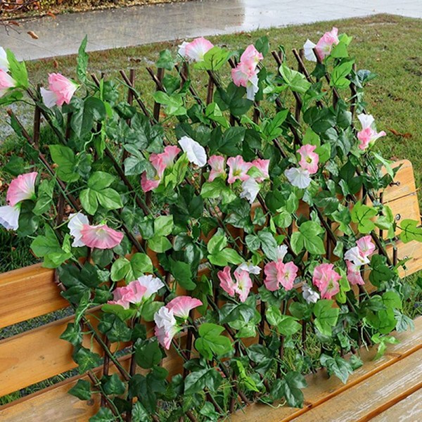 Konstgjord murgröna bladstaket, integritetsstaket, konstgjort lövverk View Breeze häck med blomma, utdragbar trädgårdsspaljé, bakgård balkong trädgårdstaket