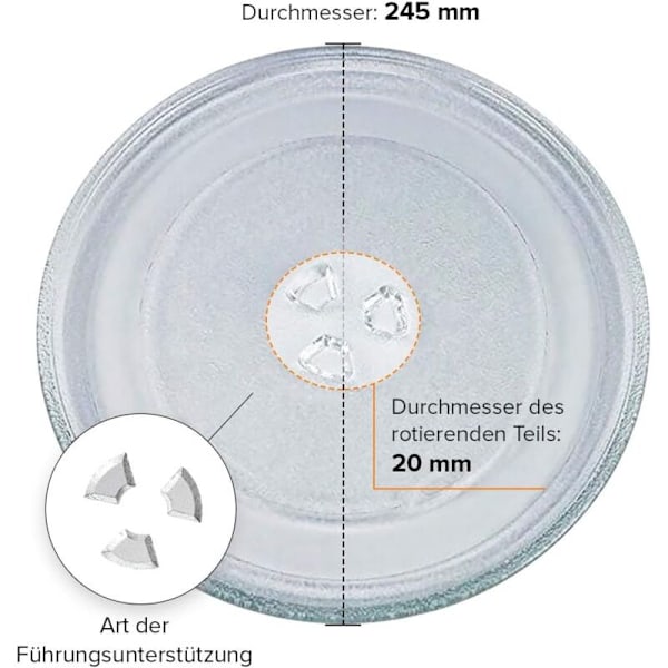 24,5 cm Mikroaaltouunin kiertolevy 245 mm Mikroaaltouunin levy Lasinen kiertolevy Vaihtolevy Lasilevy Lasinen kiertolevy mikroaaltouunille