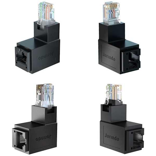 RJ45 Han til Netværksforlænger 90 Graders Vinkel Op til CAT5E CAT6 CAT8 Ethernet Kabelforbindelse