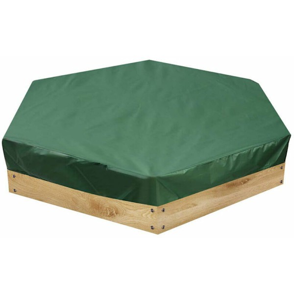 Sexkantig sandlådeöverdrag utomhus timglasöverdrag tak vattentät med dragsko UV-skydd dammtät sandlådeöverdrag leksaker, 140×110 cm