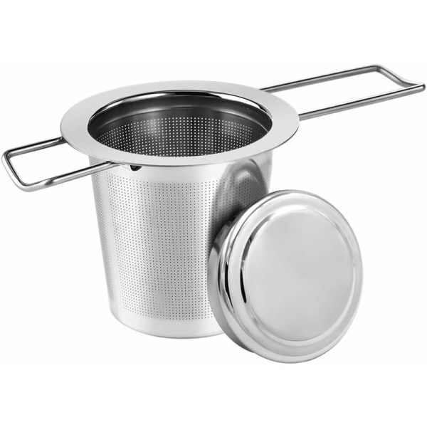 Te-si og låg i rustfrit stål, te-infuser med dobbelthåndtag til løs te, tekopper, tekande, tekrus-
