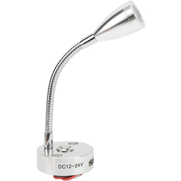 RV Läslampa Flexibel Hals 3 Färger Ljus 12-24V 3W USB Laddningsbar Universal för Yachter Båtar Silver