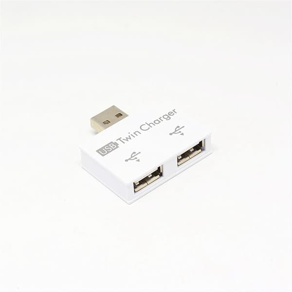 Bærbar Mini USB Hub til 2 Port Oplader Hub Adapter USB Splitter Dual USB Charge Extender til Computer Hvid