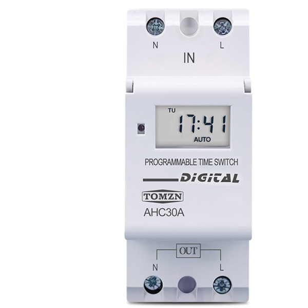 DIN-kisko 2-johtiminen viikoittainen 7 päivän ohjelmoitava digitaalinen aikakytkimen releen ajastimen ohjaus AC 220V 30A