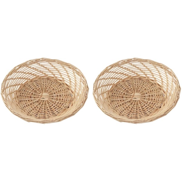 2 Pieces Wicker Weaving Fruit Baskets Storage Baskets, Kitchen Organizer, Candy Dish, Containing Various Picnic Food Products