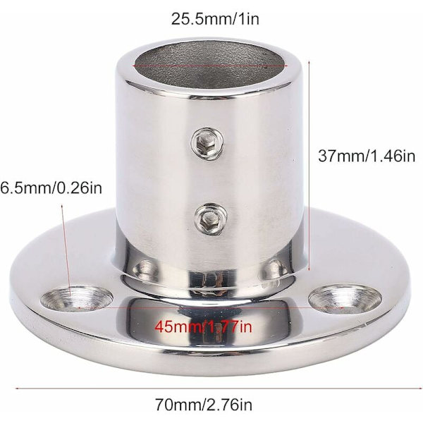 Pyöreä kaiteen pohja, ruostumaton 316 ruostumaton teräs kaiteen liittimet 25mm/1in(90°) putkelle