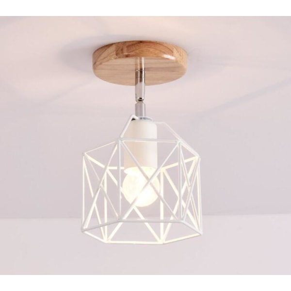 Pendel, lysekrone Enkel og kreativ loftslampe med nordisk geometrisk mønster (hvid E-type - send varmt lys)