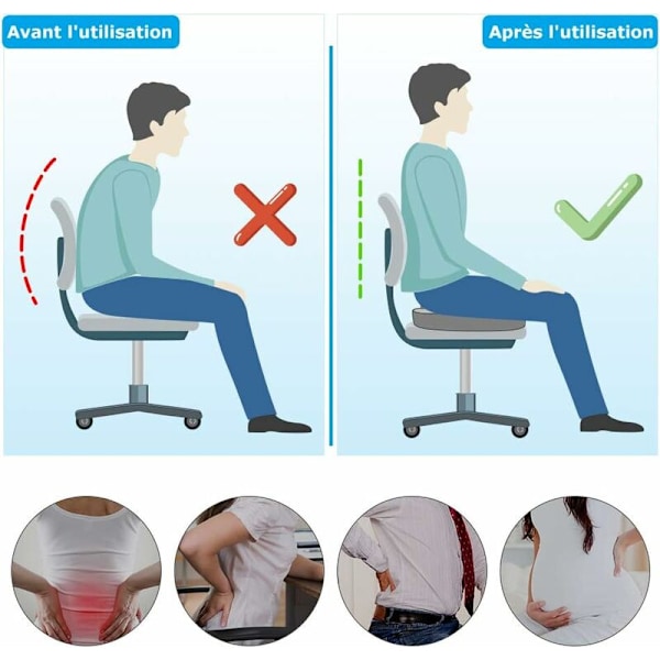 DENUOTOP Coccyx Pude Memory Foam Sæde Pude Ergonomisk Pude til Kontor Bil Rullestol-DENUOTOP
