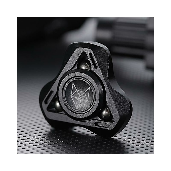 Fox Fidget Spinner EDC Metal Stress Reliever Legetøj Trekantet Aluminium Legering Håndspinner Lindrer Angst Dekompression Legetøj Sort