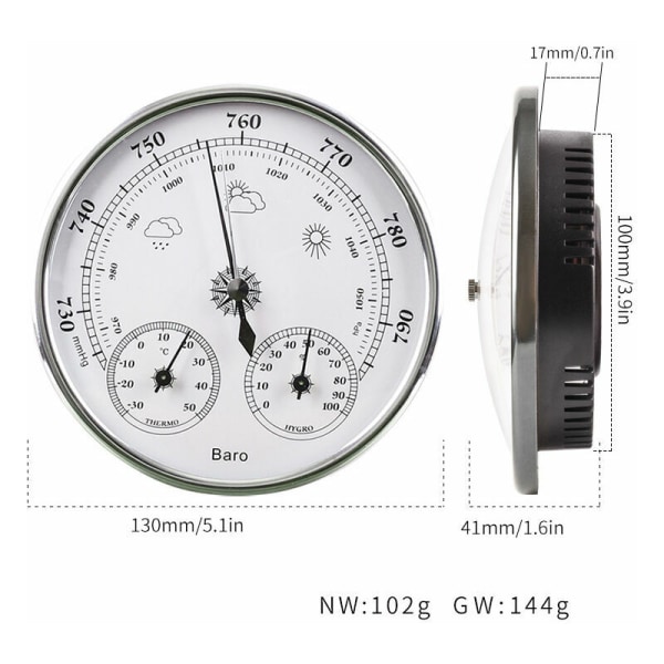 Väggtermometer Barometer Termometer Hygrometer Väggtermometer Deko Hängande Väderstation Guld