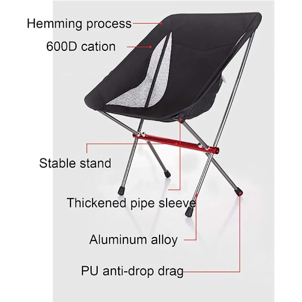 Udendørs Bærbar Foldbar Stol Foldbar Camping Skammel Bærbar Sæde Kompakte Stole med Bærepose til Udendørs Vandreture Rejser Hvid
