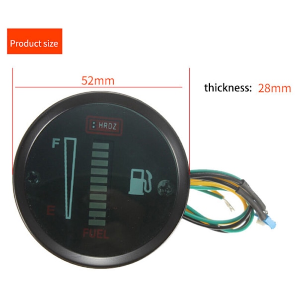 Universal Bilmotor 52mm Bränslemätare LED Digital Display 12V Mätare Nivå Växel för