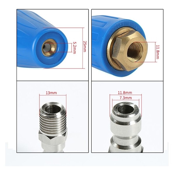 Trycksättningsrengöringsmunstycke med turbo, roterande 7-spetsmunstycke, 1/4' snabbkoppling, 4000 Psi, svart