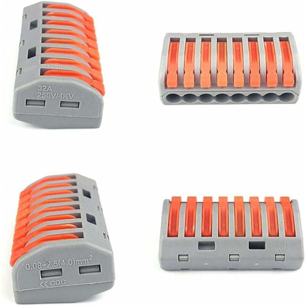 10 st Universal Kompakta Kabelanslutningar Typ 222-418 Mini Push Snabbkopplingar