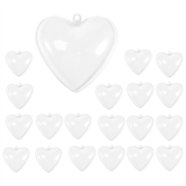 20 st Serie Hjärtformade Transparenta Plastjulgranskulor Juldekorationer 2021 Påfyllningsbar Kula DIY Vacker Hem (C)