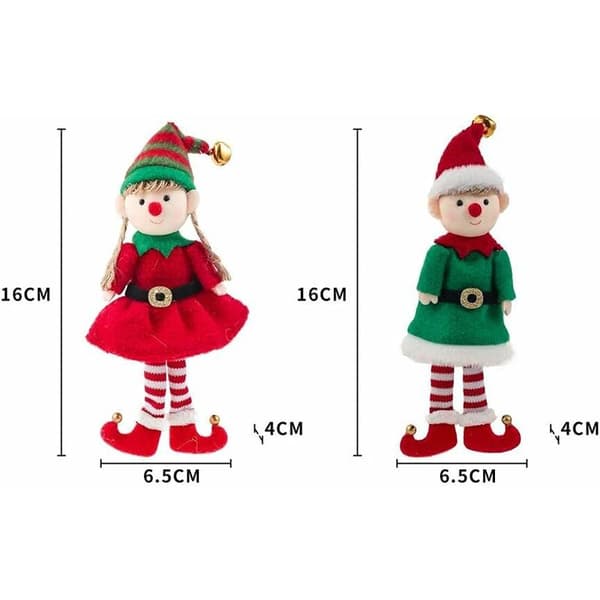 Sæt med 2 Jule-Nisse Plys - Julepynt til at hænge - Bilpynt