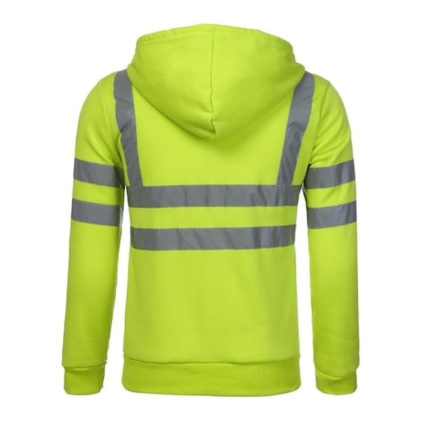 Glidelås sikkerhetsgenser, reflekterende arbeidsjakke, varm fleece termisk jakke - gul - XXL -