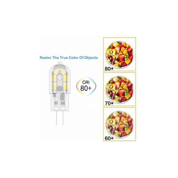 G4 2W LED-lampa, motsvarande 20W halogenlampa, kallvit 6000k, 12V AC/DC - 10-pack