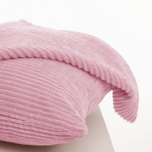 Pudebetræk med stribet mønster, sæt af 2, Corduroy pudebetræk, bløde ensfarvede pudebetræk til soveværelse sofa - 16''x16'' Babyrosa