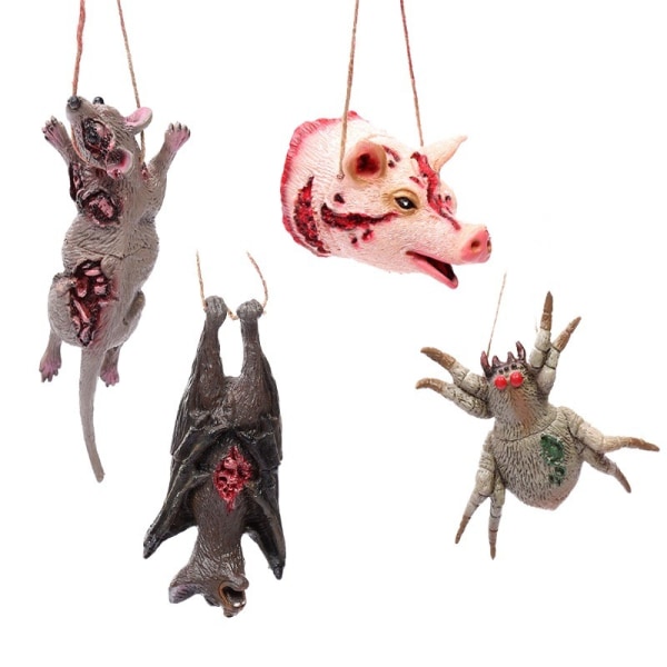Halloween dekorasjon rekvisitter hengende kjede skrekk forfalskning vanskelige dyr skumle hjemsøkte hus lokale layout (sett med 4)
