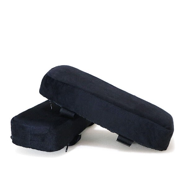 Sett med 2 ergonomiske kontorputer for albuer i mykt minnefoam, universell justerbar pute for armlene på stolen - svart