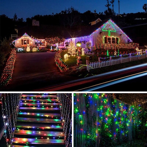 Solcellsdrivna utomhus-fairylights, 12M 100 LED Solcellsdrivna Fairylights, 8 lägen Vattentät Koppartrådsdekoration Ljusgirlang för Trädgård, Bröllop, Fest, Patio