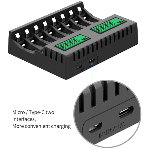Akun laturi LCD-näyttö 8 paikkaa Älykäs älylaturit AA/AAA NiCd NiMh ladattaville akuille AA AAA laturi,