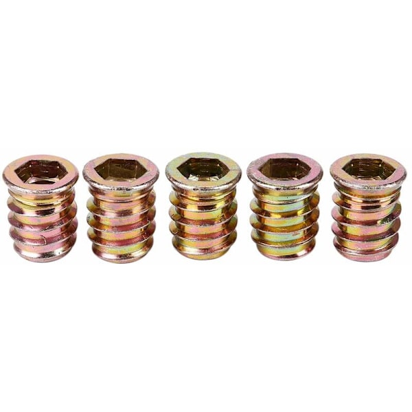 Sæt med 5 gevindindsatser M10 x 20 mm til træ
