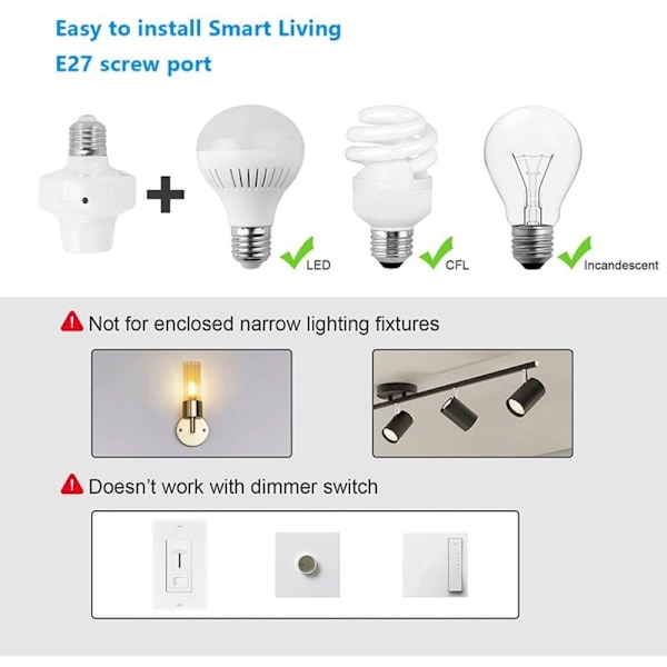Fjärrstyrd Ljussockel E27 Glödlampsockel Adapter ZigBee Smart Ljushållare WIFI Intelligent Röststyrd Ljussockel