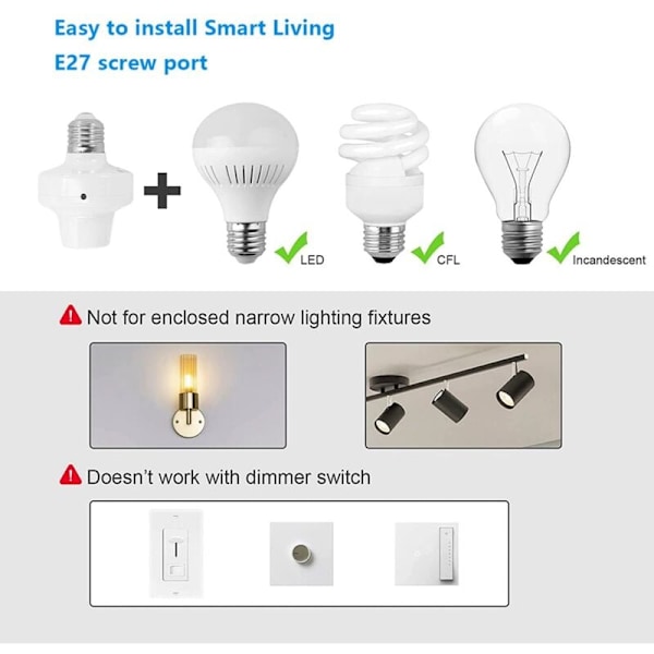 Kaukosäätimellä ohjattava E27-lampunpidike, ZigBee-älylampunpidike, WIFI-älykkäät valonpidikkeet