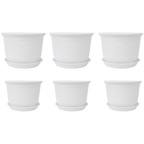 6 kpl Muoviset Kukkaruukut 2 Kokoa 15cm 18cm Valkoinen Kukkaruukku Kukkakulho Istutusruukku Kasviruukut Valkoinen Yrttiruukku