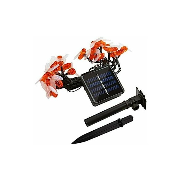 LED Solcelle-lysstreng 6,5m 30 LEDer Utendørs Vanntett Bie-lysstreng 8 Moduser Innendørs Dekorert for Juletre, Hage, Fest, Bryllup, Hjem
