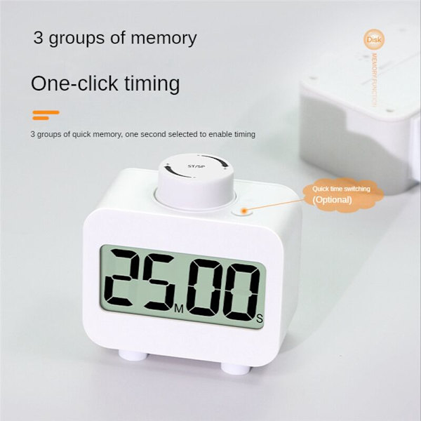 Visuel Roterende Køkken Digital Timer Tæller Ned & Tæller Op Indstilling Buzzer eller Blinkende Lys